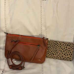 Universal Threads Brown Crossbody NWT & Tan, Black Wallet EUC